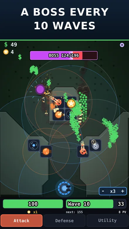 A boss orc under fire, with the boss health bar at the top of the screen